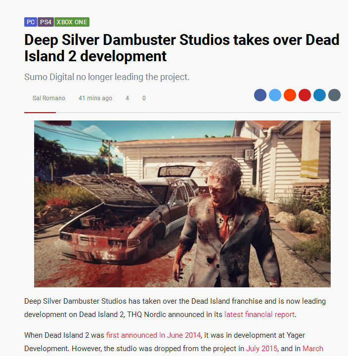 《死亡岛2》交由深银开发