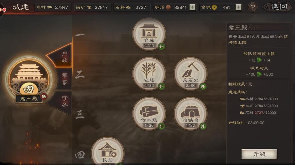 三国志战略版内政系统如何使用 城池建设攻略