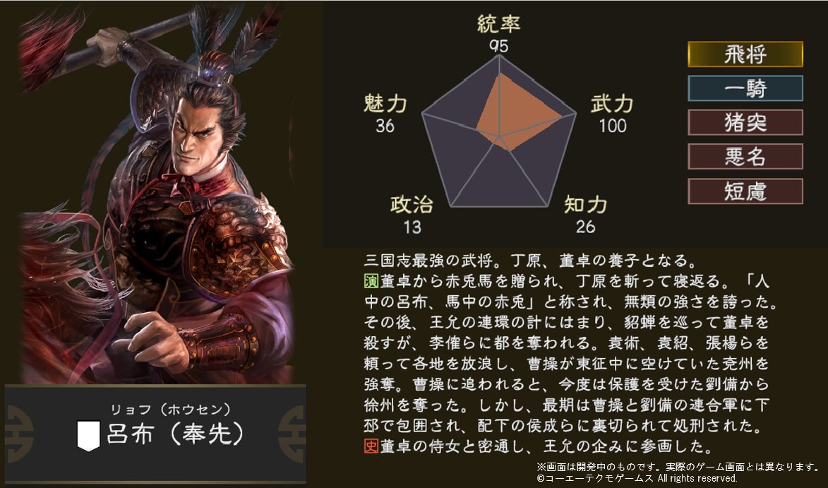 三国志14 人物属性介绍 吕布 貂蝉 高顺 袁术 纪灵 介绍