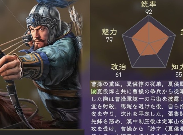 三国志14夏侯渊属性公布！