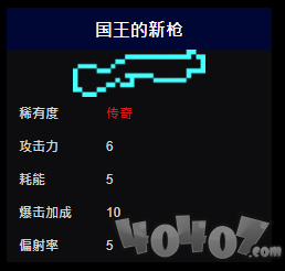 元气骑士传奇武器篇~大骑士之剑-国王的新枪-备用王冠攻击力及耗能详情