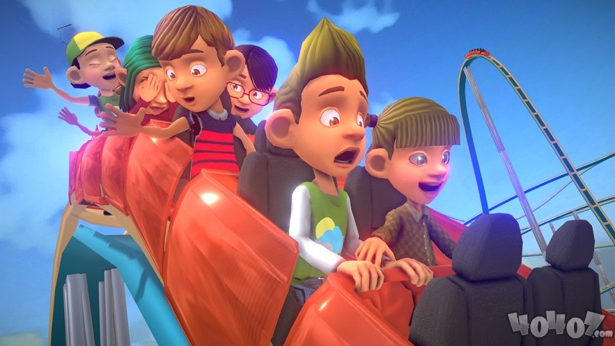 主题公园上坡赶赛跑