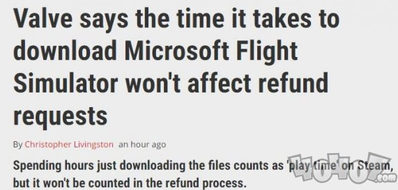 微软模拟飞行Steam退款 下载时间不计入退款限制