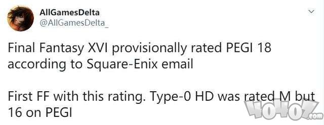 最终幻想16评级曝光 系列首次达到18+