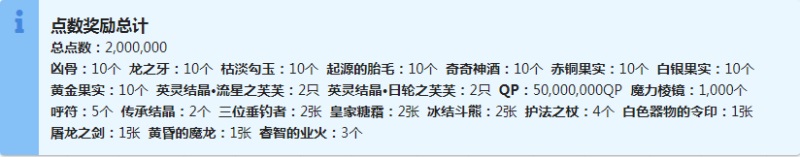 fgo万圣四期复刻点数奖励 神秘之国鬼王神威黄金友谊点数奖励