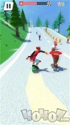 滑板蜿蜒的道路