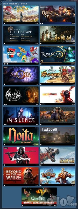 steam10月新品热销榜 轩辕剑柒博德之门3等均上榜