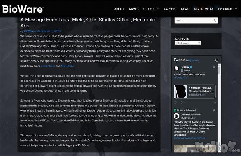 EA宣布BioWare总经理 龙腾世纪的制作人离职