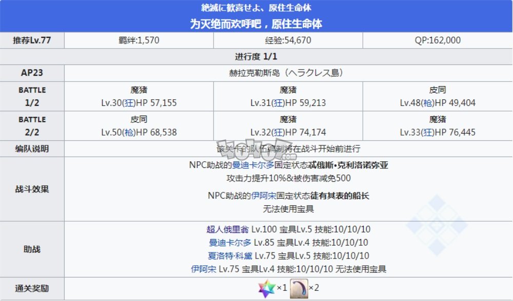 fgo2.5.1主線攻略第7節(jié) 希臘神代巨神海洋亞特蘭蒂斯關卡配置