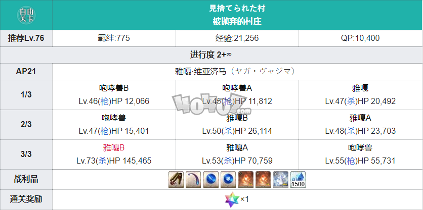 fgo雅嘎·维亚济马被抛弃的村庄掉落配置 2.1俄罗斯异闻带永久冻土帝国free本配置掉落攻略