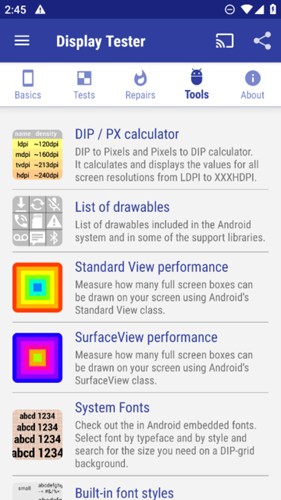 display tester